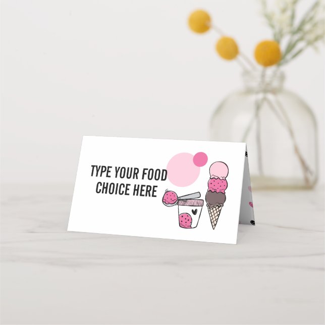 Ice Cream Scoop Birthday Party Food Label Card (Front)