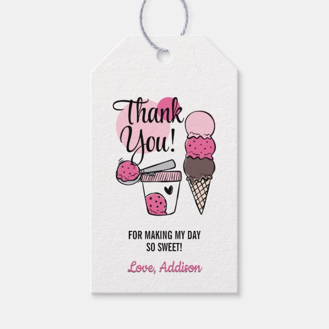 Ice Cream Scoop Birthday Party Gift Tag (Front)