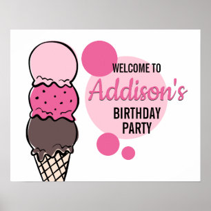 Ice Cream Scoop Birthday Party Poster