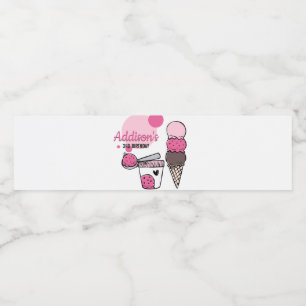 Ice Cream Scoop Birthday Party Water Bottle Label