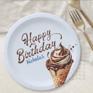 Ice Cream Scoop Boys Birthday Paper Plate