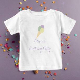 Ice Cream Scoop colourful pastel birthday party Baby T-Shirt