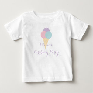 Ice Cream Scoop colourful pastel birthday party Baby T-Shirt