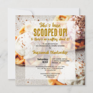 Ice Cream Scoop Heart Shaped Waffle Bridal Shower Invitation