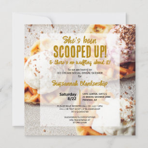 Ice Cream Scoop Heart Shaped Waffle Bridal Shower Invitation