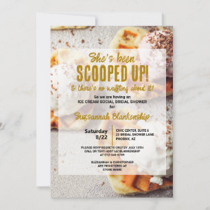Ice Cream Scoop Heart Shaped Waffle Bridal Shower Invitation