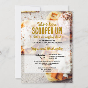 Ice Cream Scoop Heart Shaped Waffle Bridal Shower Invitation