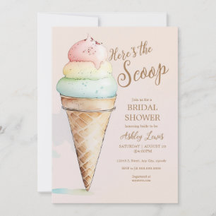 Ice cream scoop, watercolor ice cream invitation