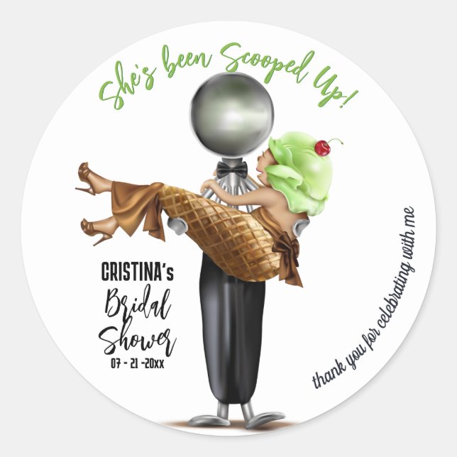 Ice cream Scooped Up Bridal Shower Classic Round Sticker (Front)