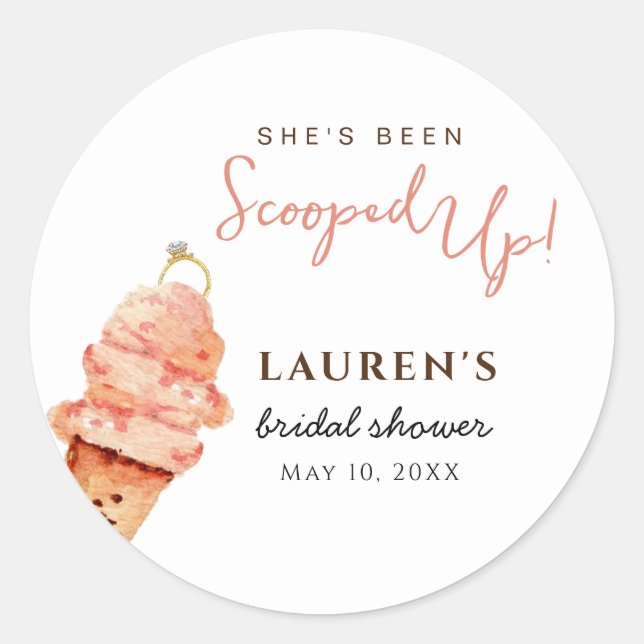 Ice cream Scooped up Bridal Shower Classic Round Sticker (Front)