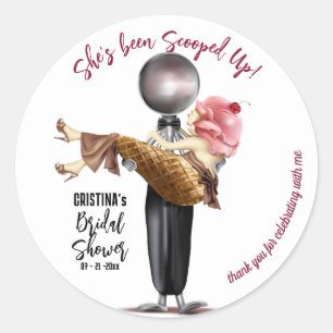 Ice cream Scooped Up Bridal Shower Classic Round Sticker