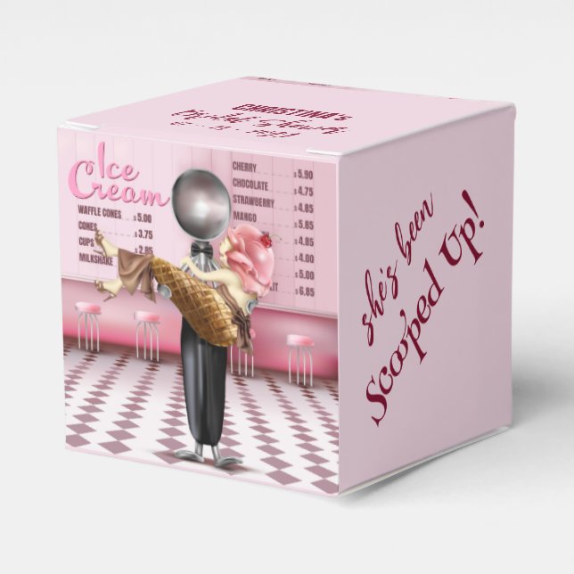 Ice cream Scooped Up Bridal Shower Favour Box (Front Side)