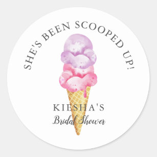 Ice Cream Scooped Up Bridal Shower Favour Classic Round Sticker