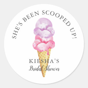 Ice Cream Scooped Up Bridal Shower Favour Classic Round Sticker
