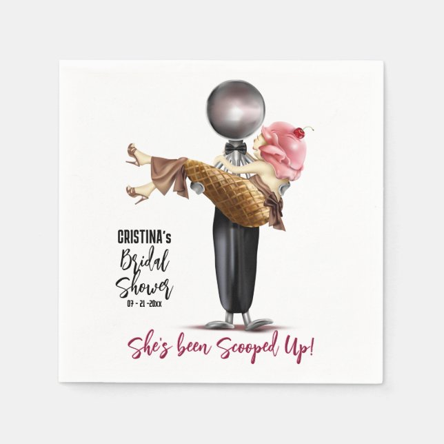 Ice cream Scooped Up Bridal Shower Napkin (Front)