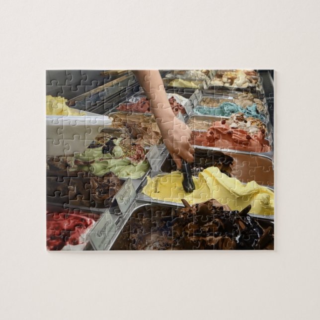 Ice Cream scooping - gelato Gelateria in Italy Jigsaw Puzzle (Horizontal)