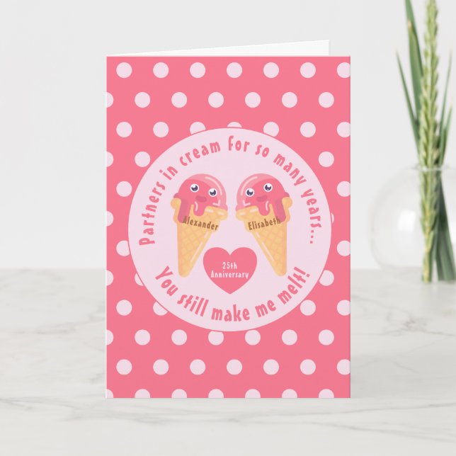 Ice Cream Scoops Cute Romantic Valentine's Day Card (Front)