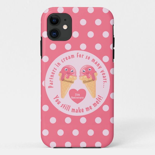 Ice Cream Scoops Cute Romantic Valentine's Day Case-Mate iPhone Case (Back)