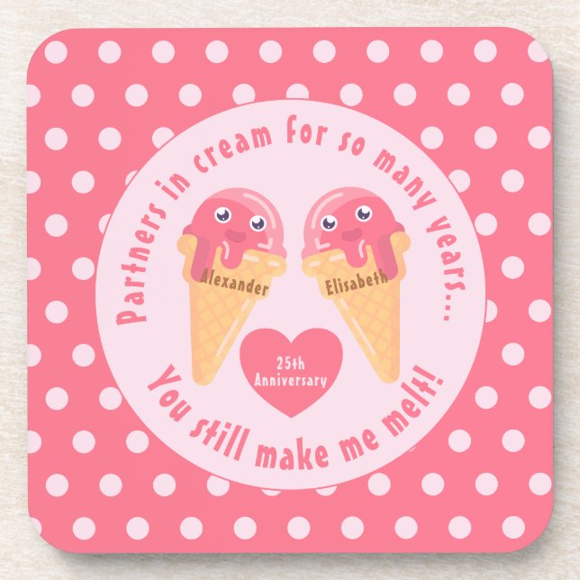 Ice Cream Scoops Cute Romantic Valentine's Day Coaster (Front)