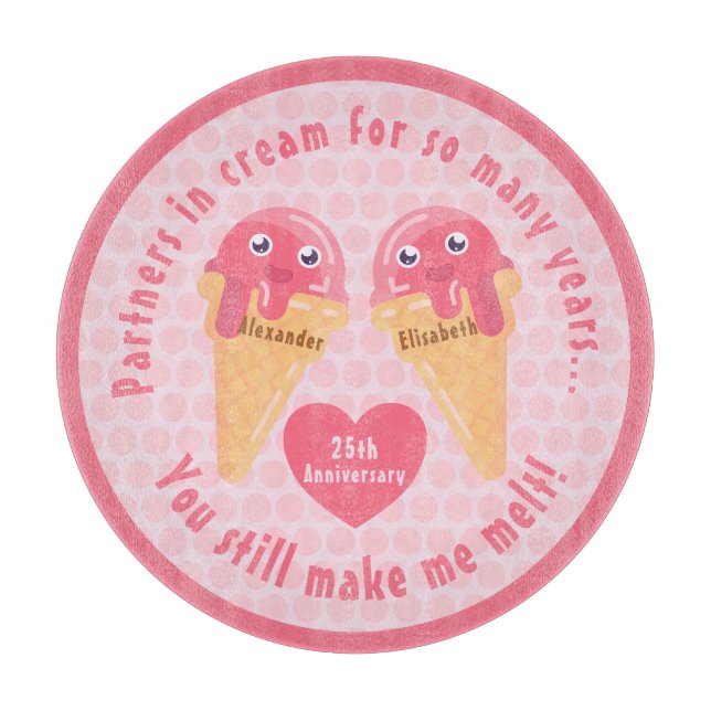 Ice Cream Scoops Cute Romantic Valentine's Day Cutting Board (Front)