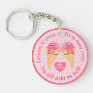 Ice Cream Scoops Cute Romantic Valentine's Day Key Ring