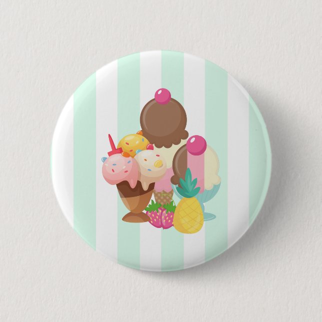 Ice Cream Scoops with Sprinkles 6 Cm Round Badge (Front)