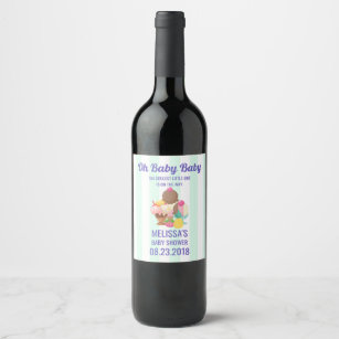 Ice Cream Scoops with Sprinkles Baby Shower Wine Label