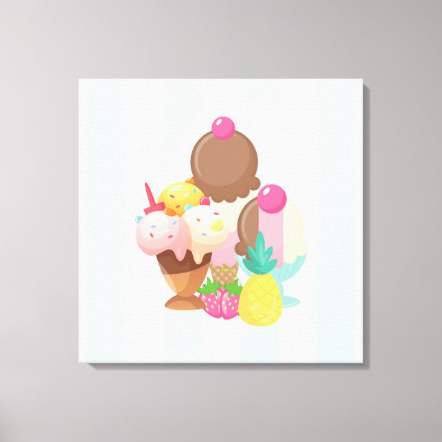 Ice Cream Scoops with Sprinkles Canvas Print (Front)