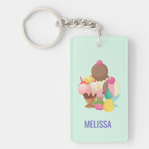 Ice Cream Scoops with Sprinkles Key Ring