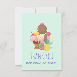 Ice Cream Scoops with Sprinkles Thank You Card
