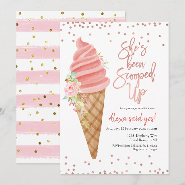 Ice cream she’s been scooped bridal shower invitation (Front/Back)