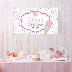 Ice Cream Shop Birthday Party Banner
