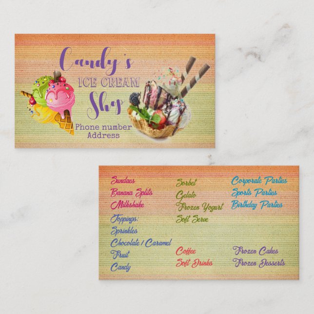 Ice Cream Shop Business Card (Front/Back)