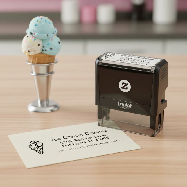 Ice Cream Shop Business Return Address Stamp (Ice cream shop business stamp.)