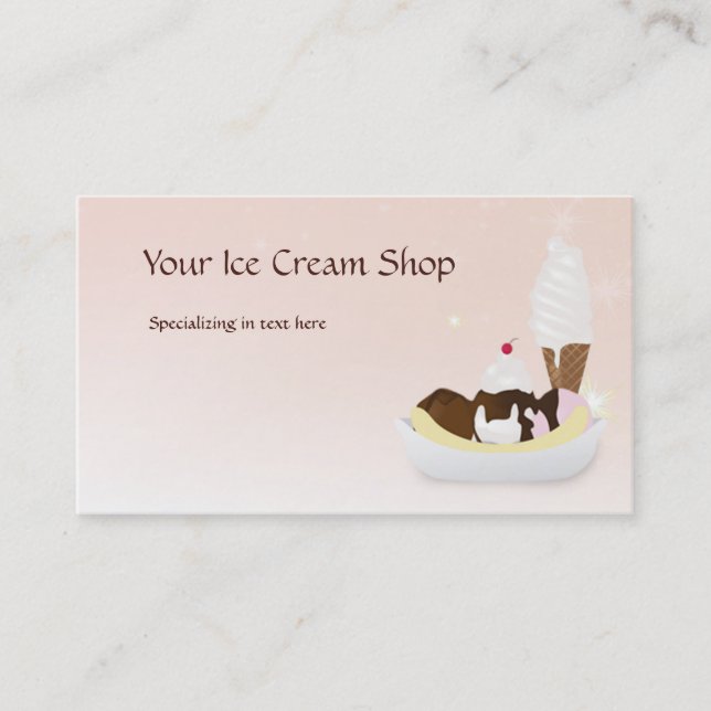 Ice Cream Shop Custom Business Card (Front)