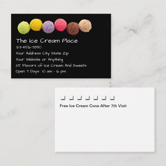 Ice Cream Shop Customer Rewards Business Card (Front/Back)