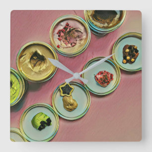 Ice cream shop decor square wall clock