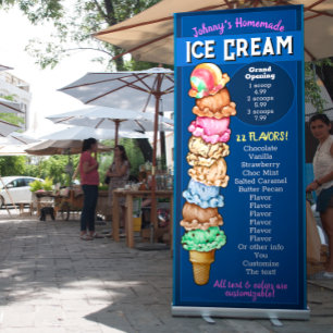 Ice Cream Shop Ice Cream Flavours Menu Advertising Retractable Banner
