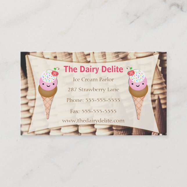 Ice Cream Shop / Parlour Business Card (Front)