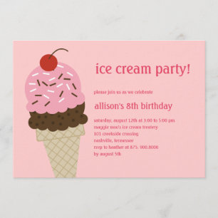 Ice Cream Shoppe Birthday Invitation - Pink