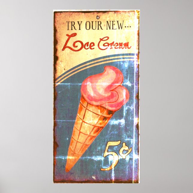 Ice Cream Sign Antique Replica (Front)