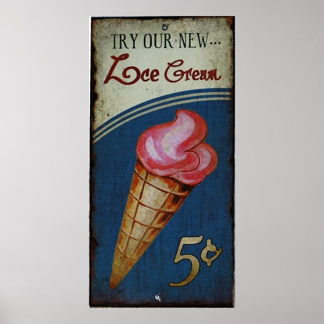 Ice Cream Sign Antique Replica (Front)