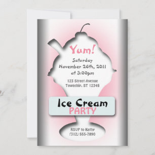 Ice Cream Silhouette Party Invitations