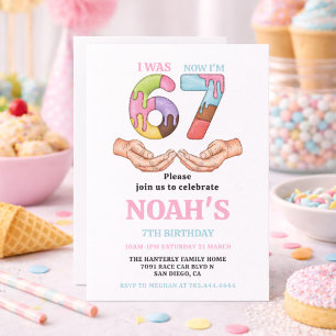 Ice Cream “Six Seven” 7th Birthday Party for Kids Invitation