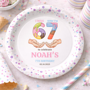Ice Cream “Six Seven” 7th Birthday Party for Kids Paper Plate