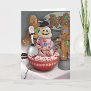 Ice Cream Snowman Holiday Card