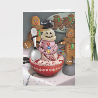 Ice Cream Snowman Holiday Card