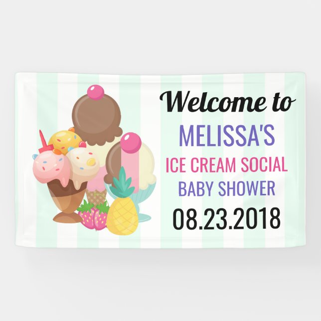 Ice Cream Social Baby Shower Event Banner (Horizontal)