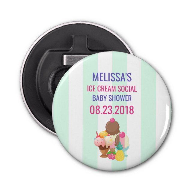 Ice Cream Social Baby Shower Event Bottle Opener (Front)