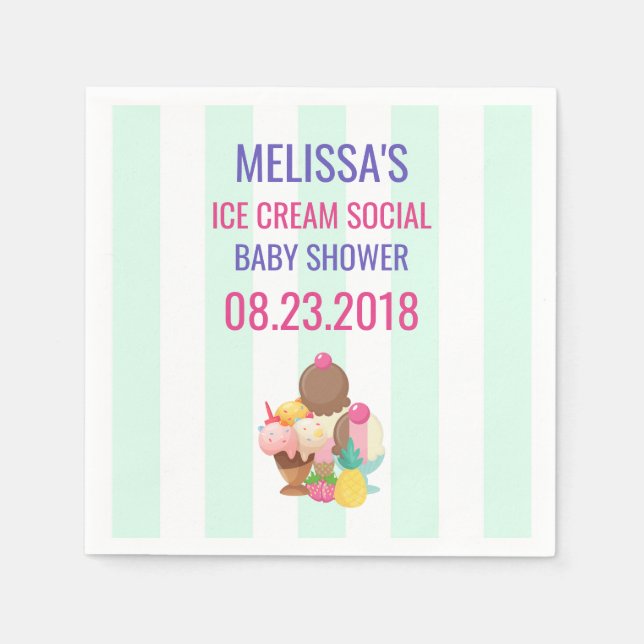 Ice Cream Social Baby Shower Event Napkin (Front)